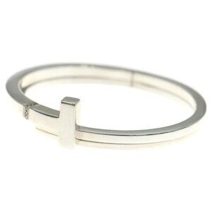 Tiffany & Co T Square Bangle Bracelet Diamond Silver